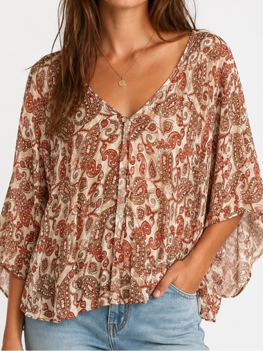 Show Me Your MuMu Paisley Flowy Boho Top Medium